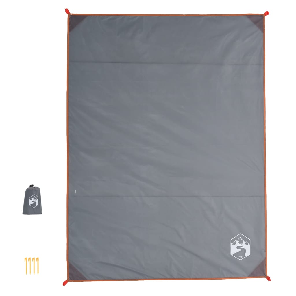 vidaXL Picknickfilt med markpinnar grå och orange 205x155 cm