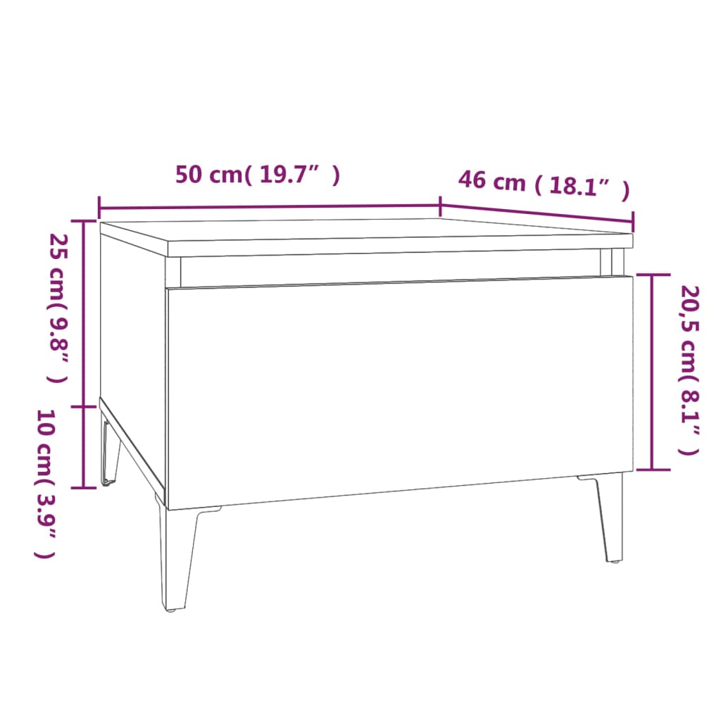 vidaXL Soffbord 2 st rökfärgad ek 50x46x35 cm konstruerat trä