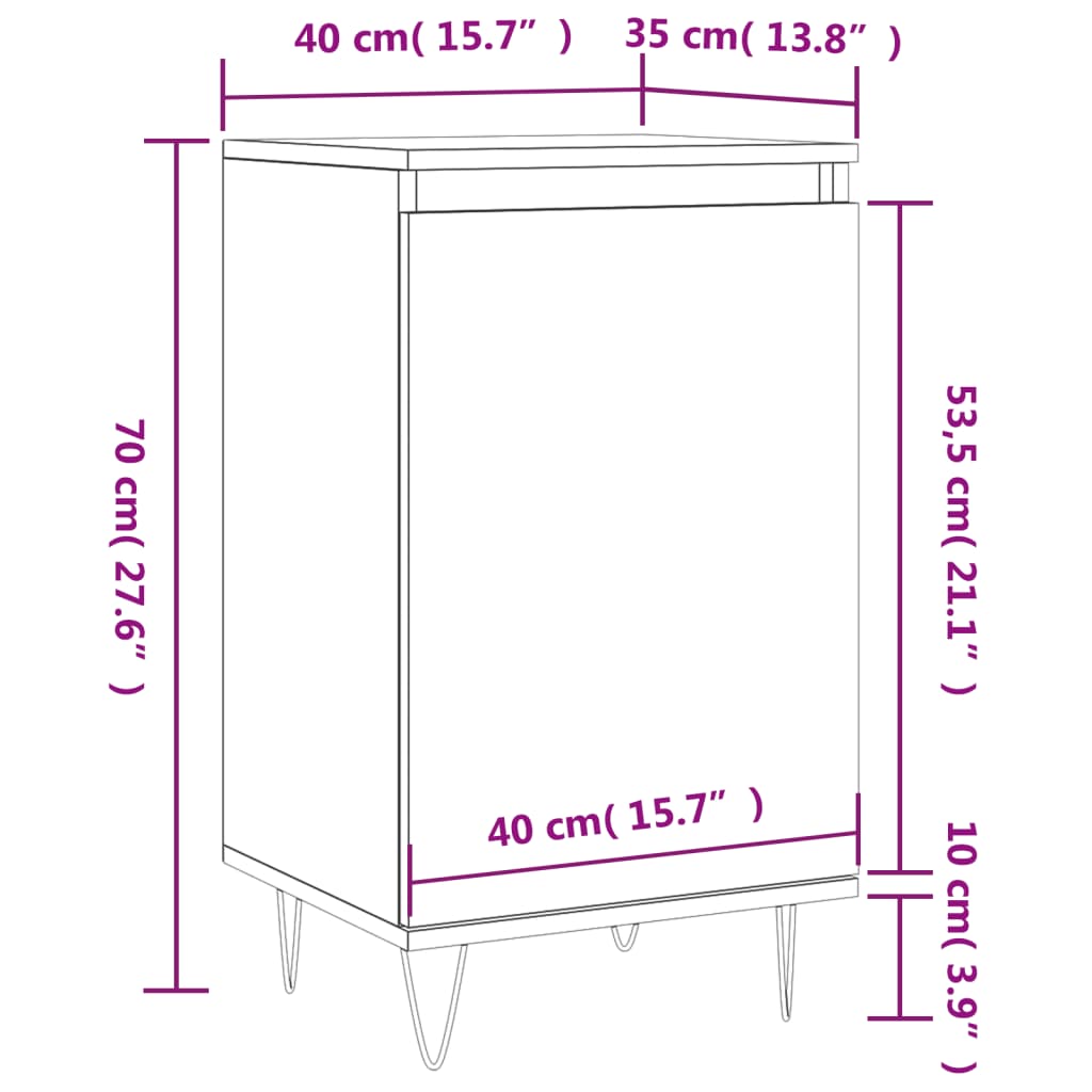 vidaXL Byråer 2 st betonggrå 40x35x70 cm konstruerat trä