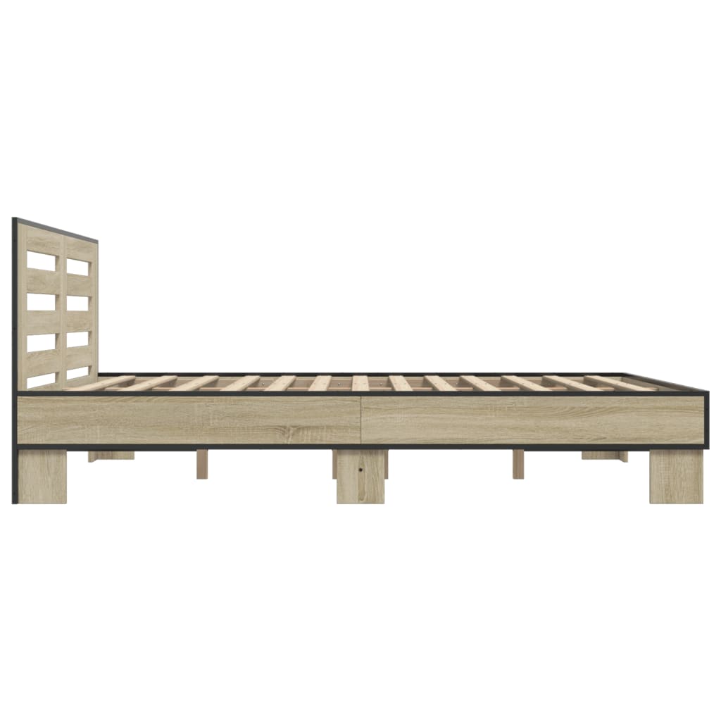 vidaXL Sängram sonoma-ek 150x200 cm konstruerad trä och metall