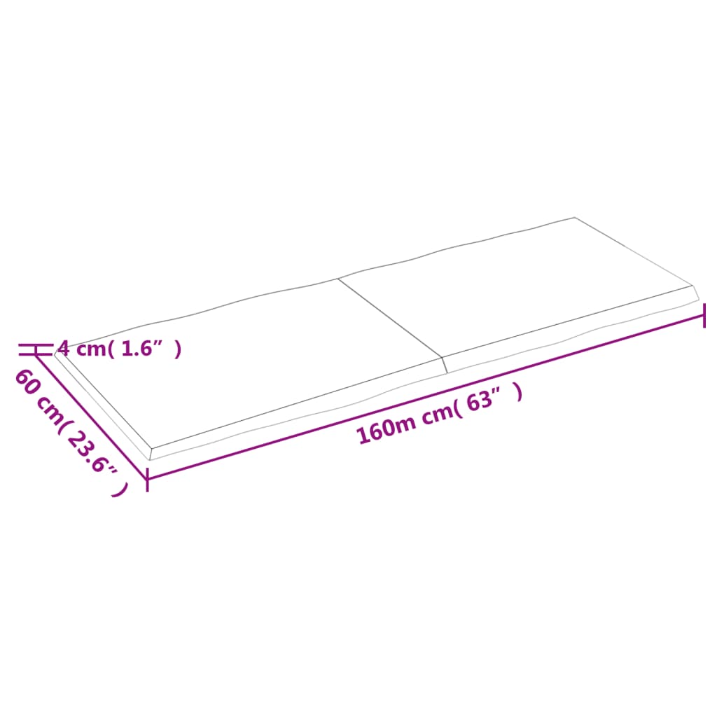 vidaXL Bordsskiva ljusbrun 160x60x(2-4) cm massivt trä levande kant