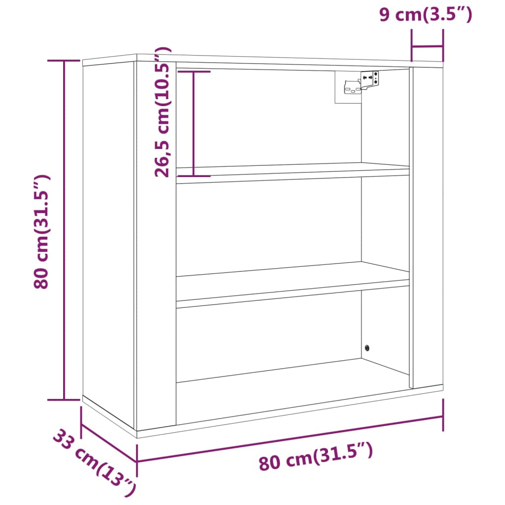 vidaXL Väggskåp sonoma-ek 80x33x80 cm konstruerat trä