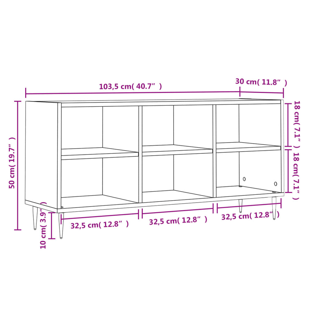 vidaXL Tv-bänk vit 103,5x30x50 cm konstruerat trä