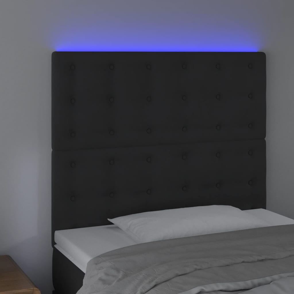 vidaXL Sänggavel LED svart 90x5x118/128 cm sammet