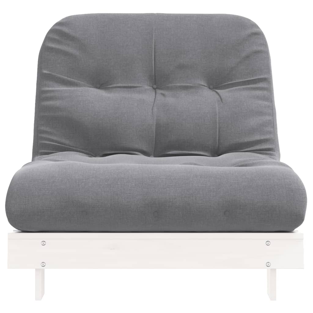 vidaXL Futonbäddsoffa med madrass vit 80x206x11 cm massiv furu