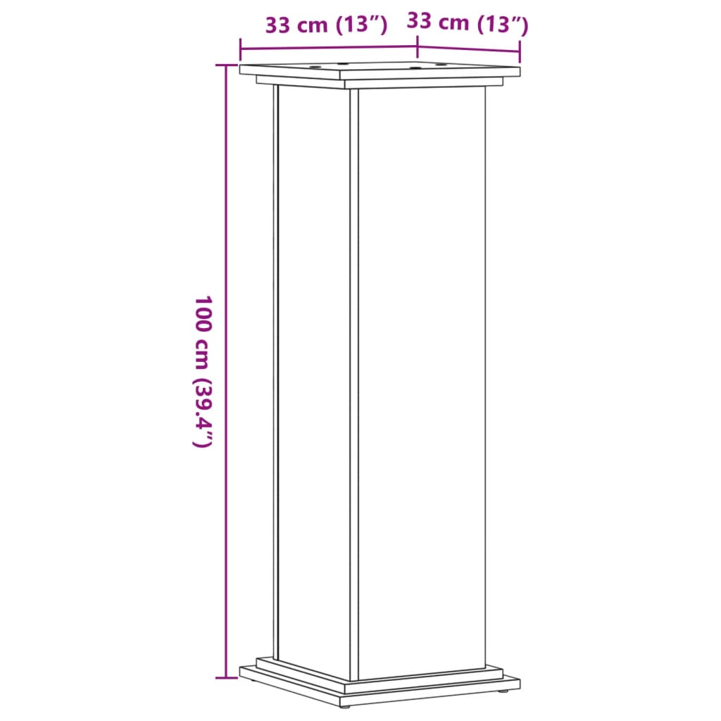 vidaXL Växtställ sonoma-ek 33x33x100 cm konstruerat trä