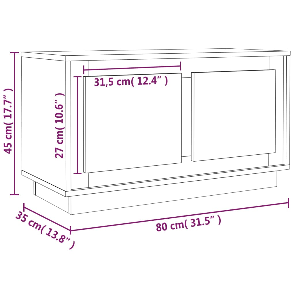 vidaXL TV-bänk svart 80x35x45 cm konstruerat trä