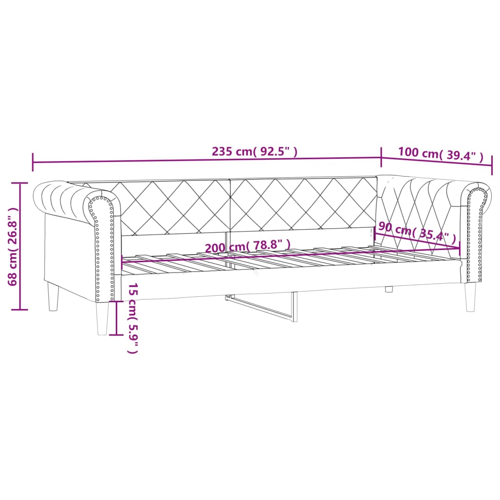 vidaXL Dagbädd gräddvit 90x200 cm konstläder