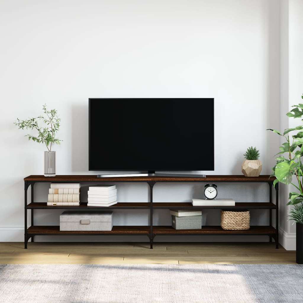 vidaXL Tv-bänk brun ek 180x30x50 cm konstruerat trä och metall