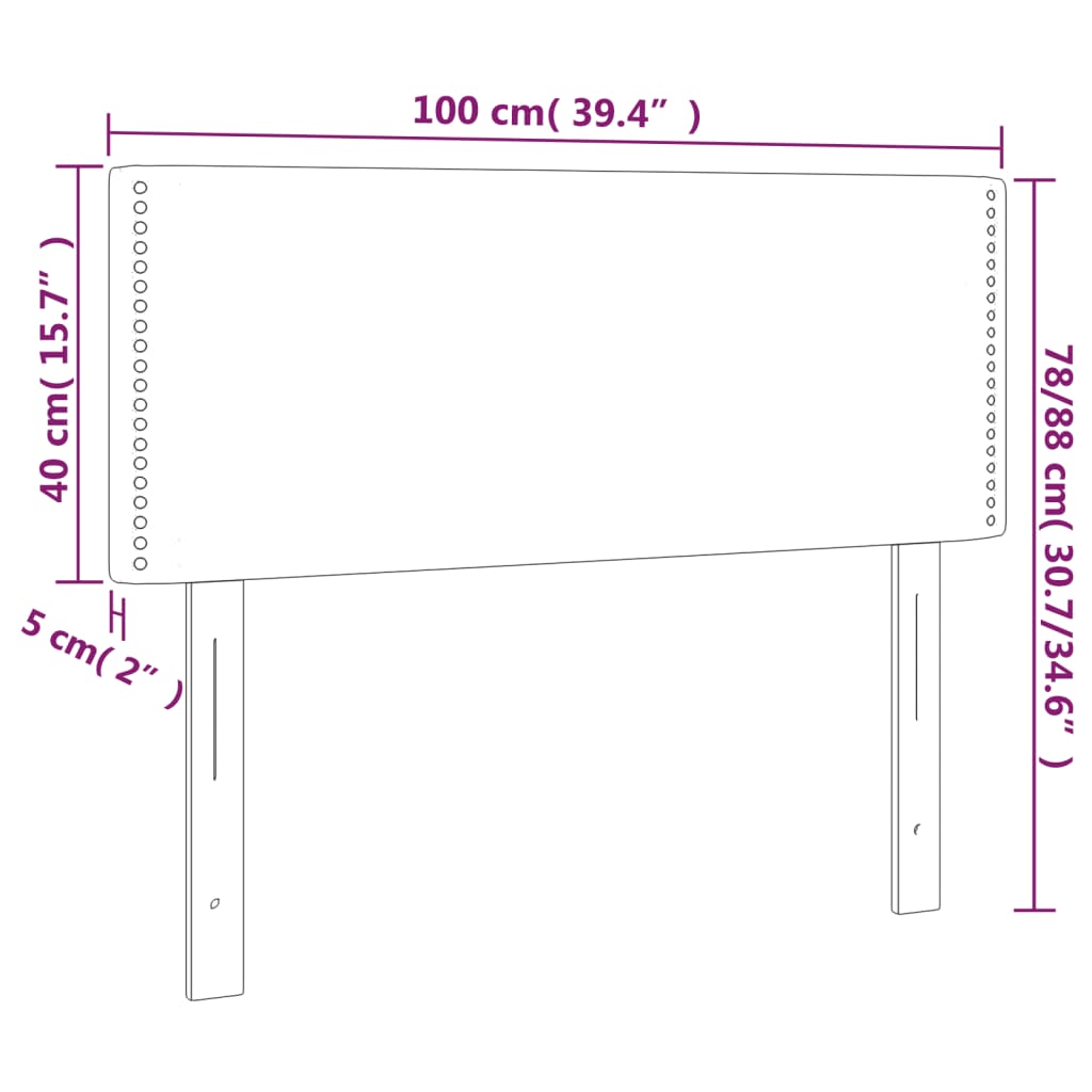 vidaXL Sänggavel LED cappuccino 100x5x78/88 cm konstläder