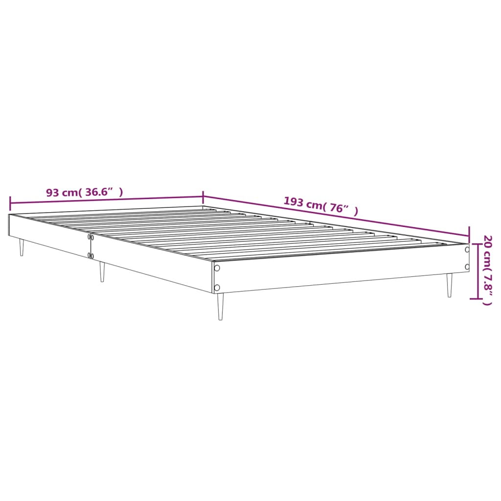 vidaXL Sängram vit högglans 90x190 cm konstruerad trä