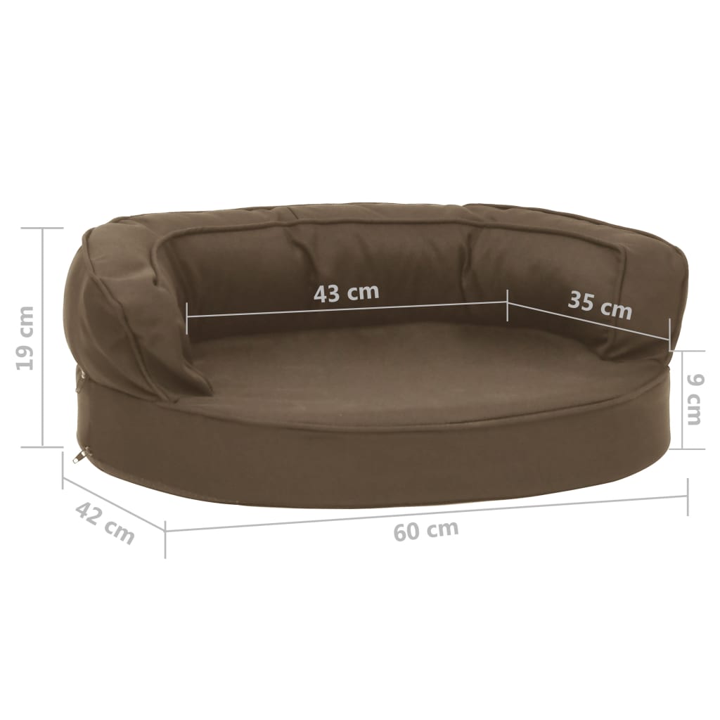 vidaXL Ergonomisk hundmadrass 60x42 cm linnelook brun