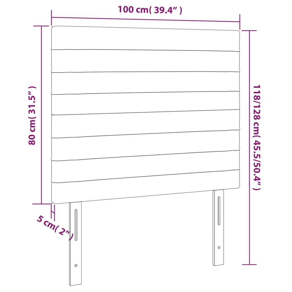 vidaXL Huvudgavlar 2 st svart 100 x 5 x 78/88 cm tyg