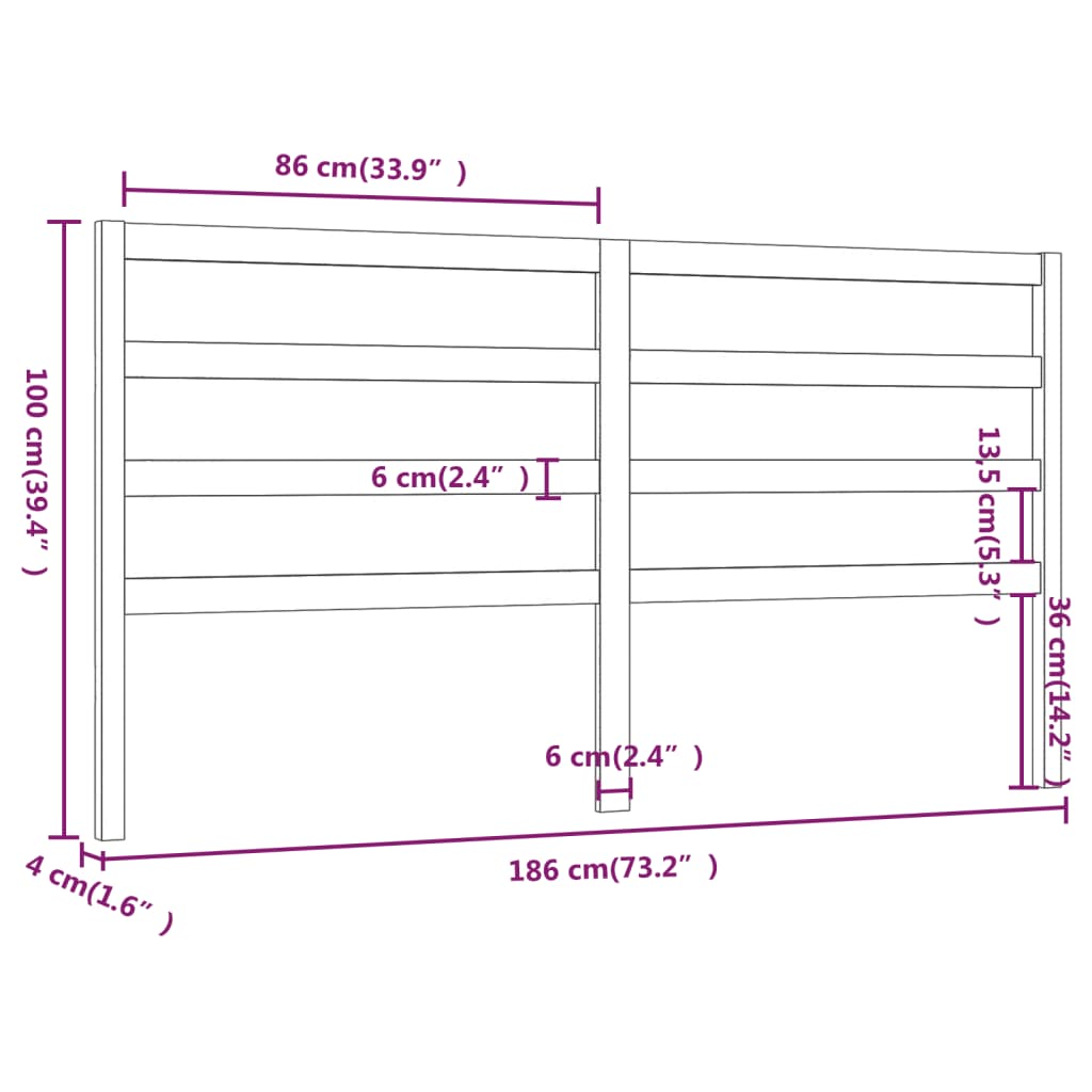 vidaXL Sänggavel honungsbrun 186x4x100 cm massiv furu