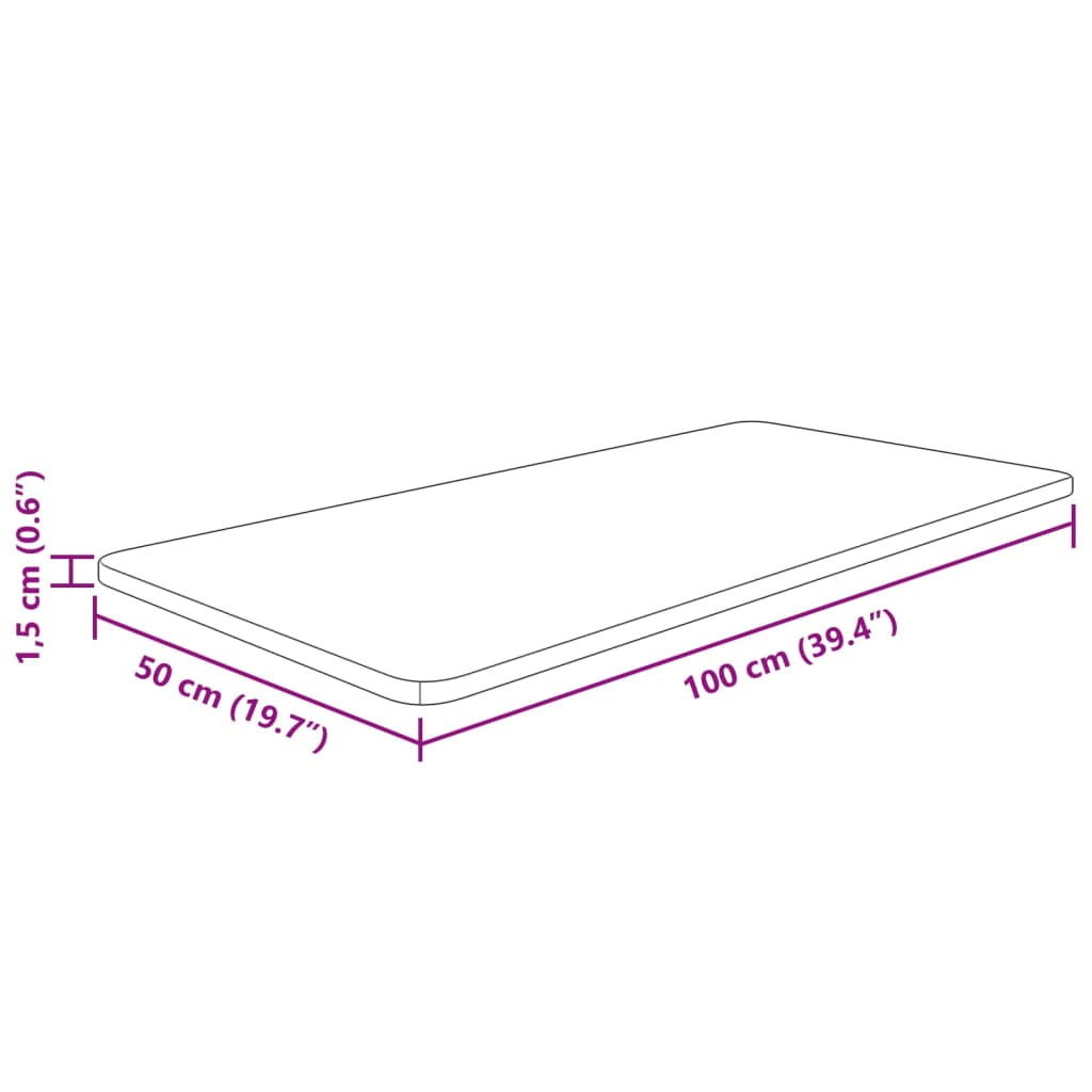 vidaXL Bänkskiva badrum mörkbrun 100x50x1,5cm behandlat massivt trä