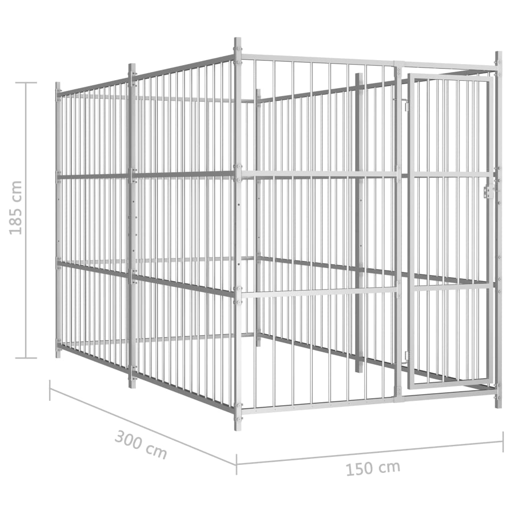 vidaXL Hundgård för utomhusbruk 300x150x185 cm