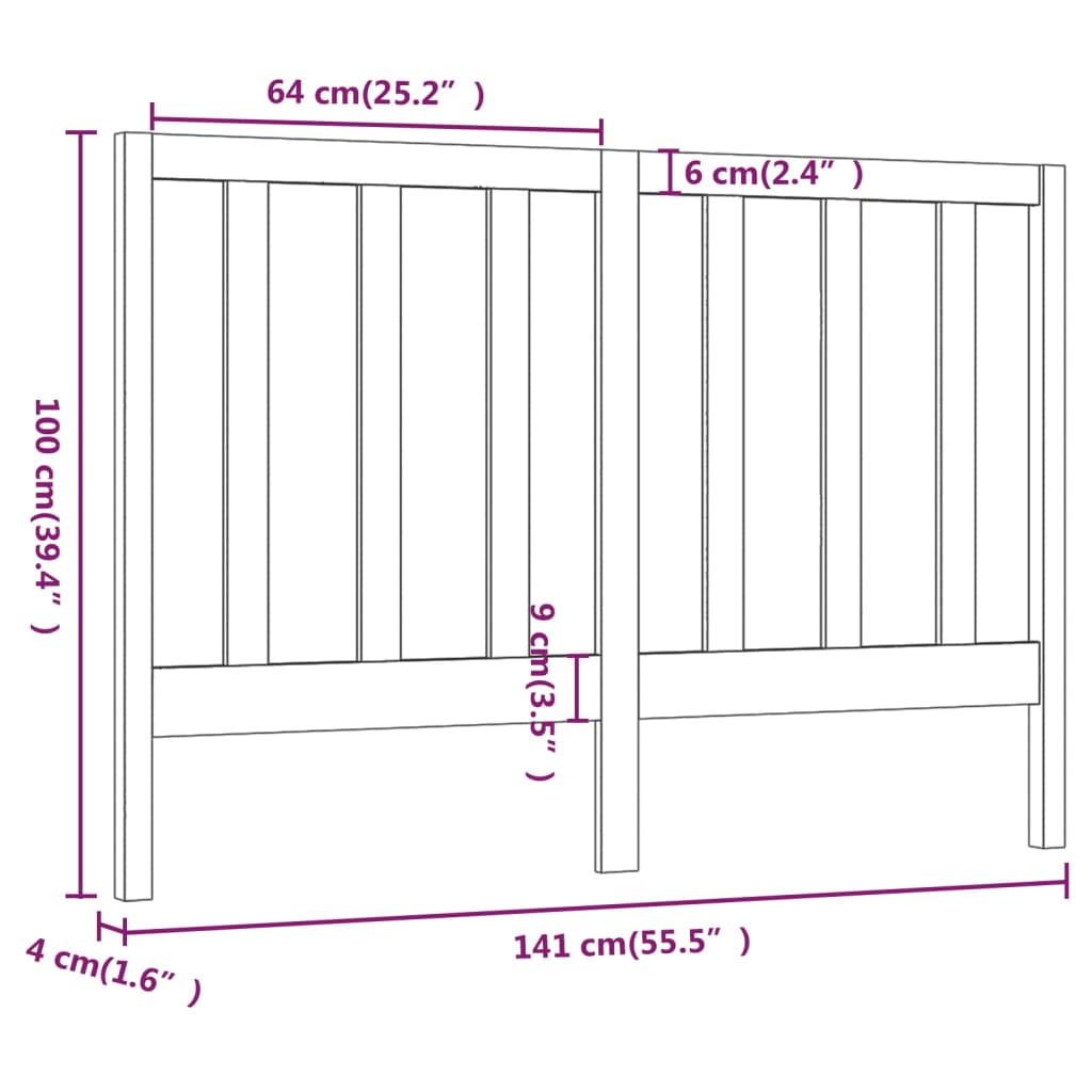 vidaXL Sänggavel honungsbrun 141x4x100 cm massiv furu