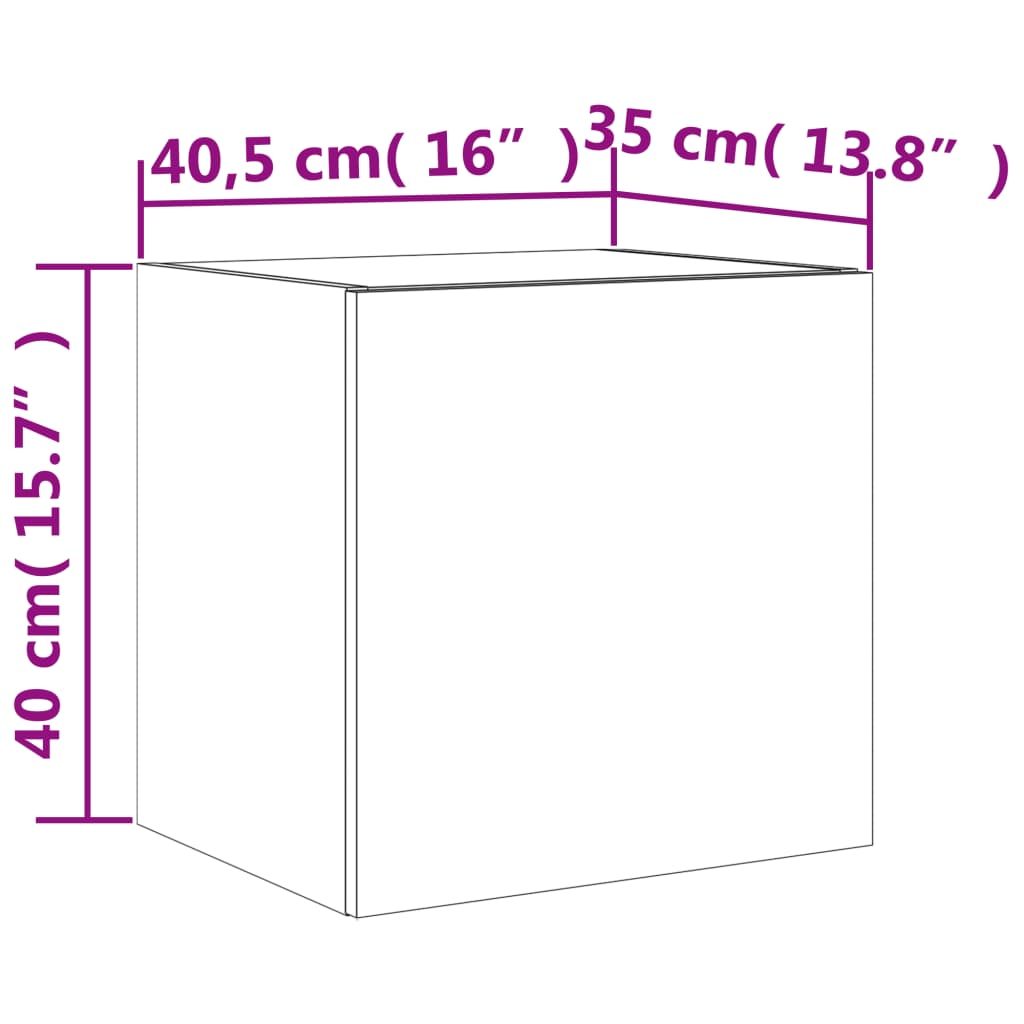 vidaXL Väggmonterad tv-bänk LED 2 st rökfärgad ek 40,5x35x40 cm