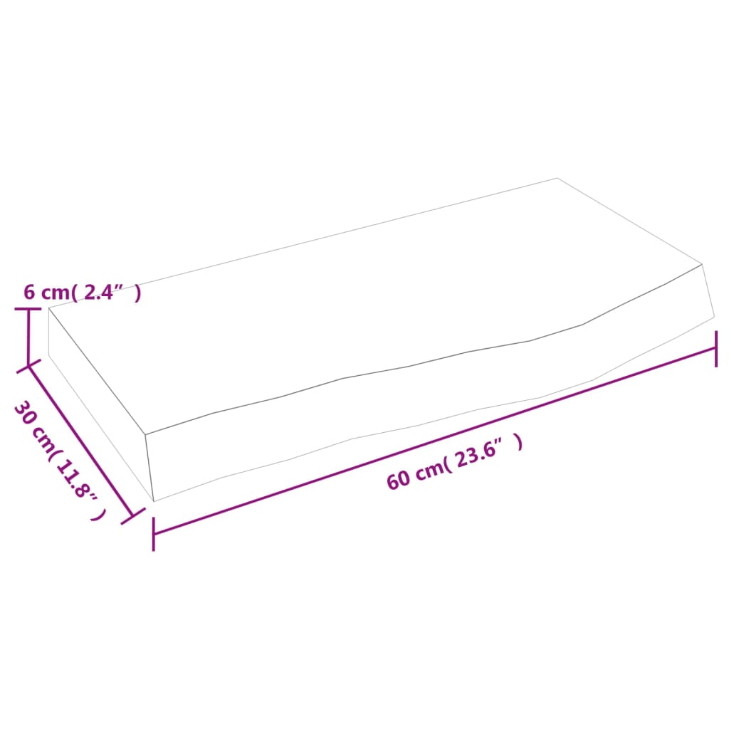 vidaXL Hyllplan 60x30x(2-6) cm obehandlad massiv ek