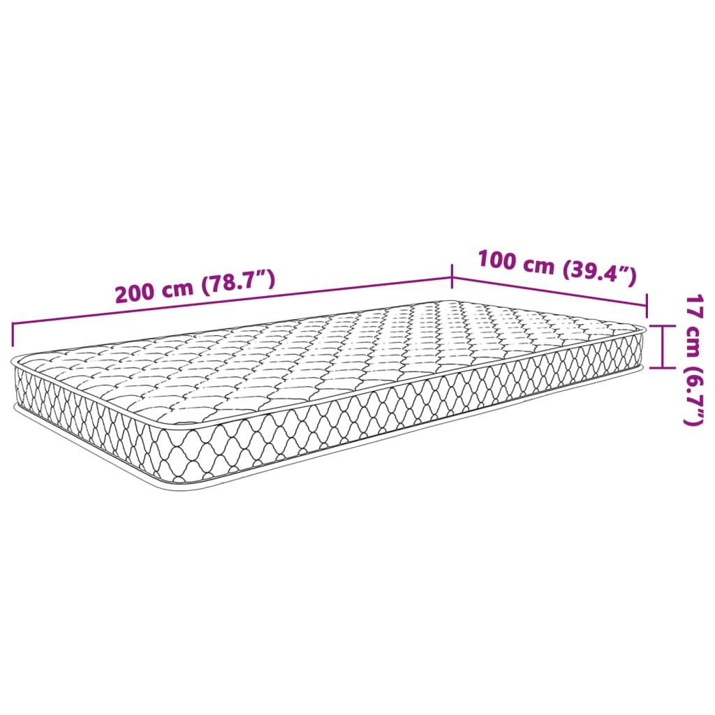 vidaXL Memoryskummadrass vit 100x200x17 cm