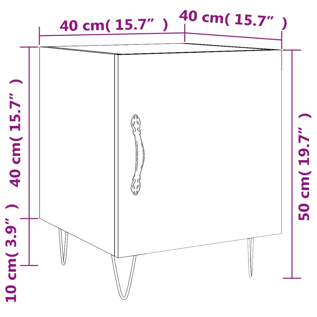 vidaXL Sängbord betonggrå 40x40x50 cm konstruerat trä