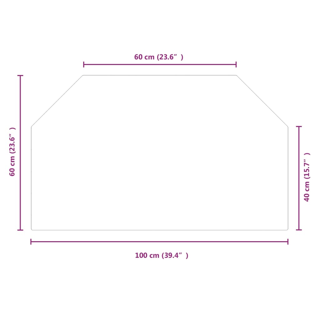 vidaXL Glasskiva för öppen spis sexkantig 100x60 cm