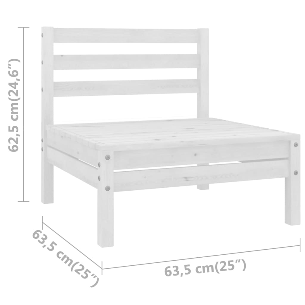 vidaXL Mittensektion till pallsoffa 4 st vit massiv furu