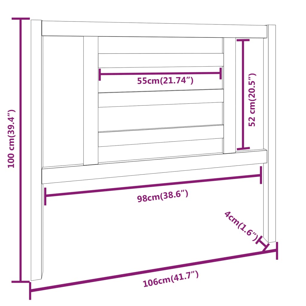 vidaXL Sänggavel 106x4x100 cm massiv furu