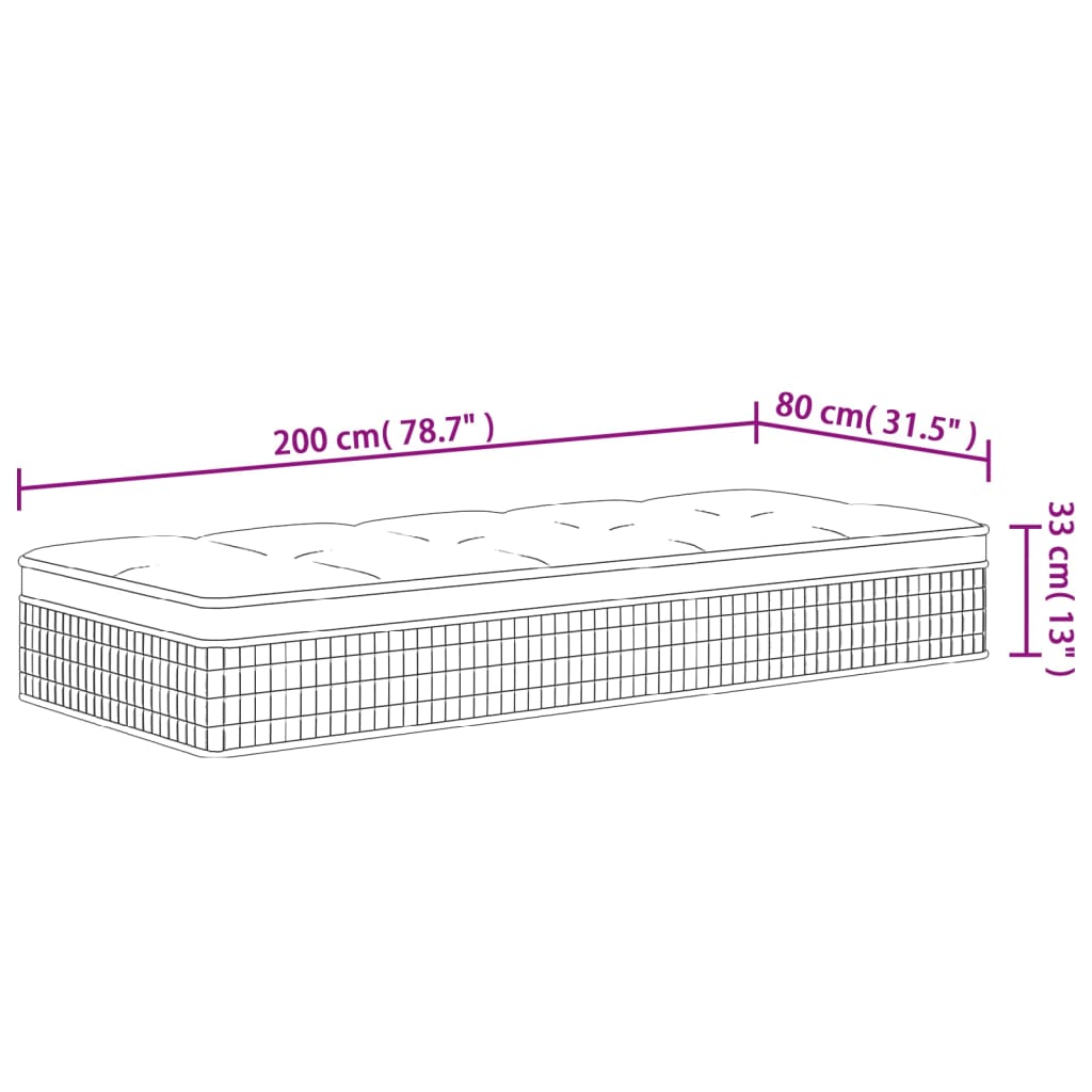 vidaXL Pocketresårmadrass medium fast 80x200 cm