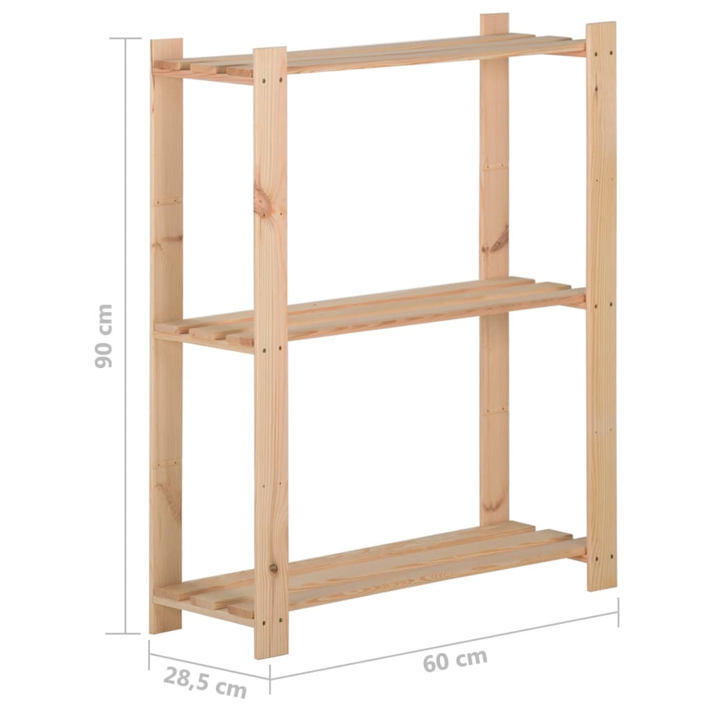 vidaXL Lagerhylla 3 hyllplan 60x28,5x90 cm massiv furu