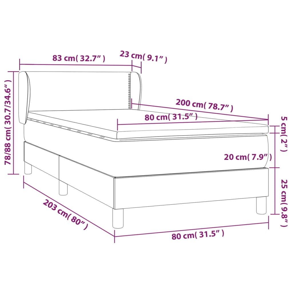 vidaXL Ramsäng med madrass svart 80x200 cm konstläder