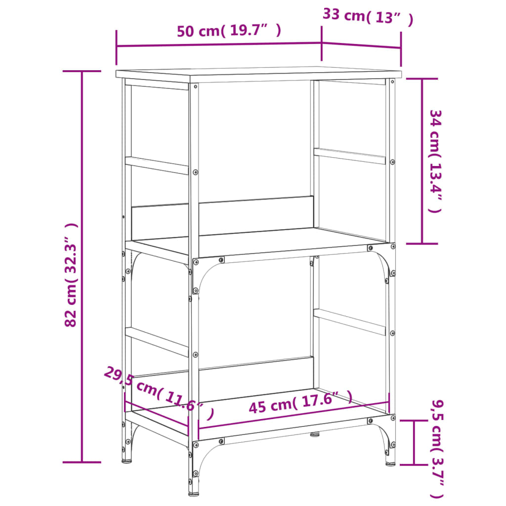 vidaXL Bokhylla svart 50x33x82 cm konstruerat trä