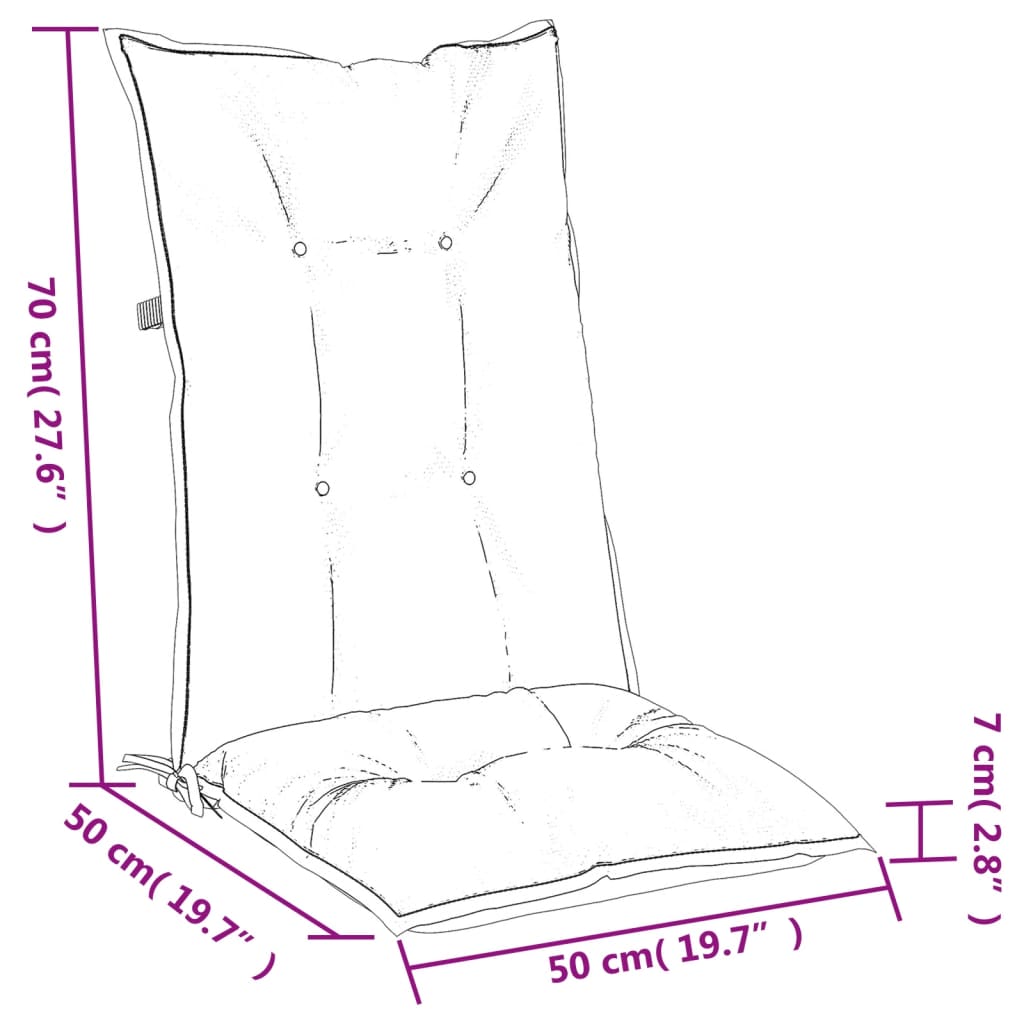 vidaXL Stolsdynor högt ryggstöd 2 st melerad antracit 120x50x7 cm tyg