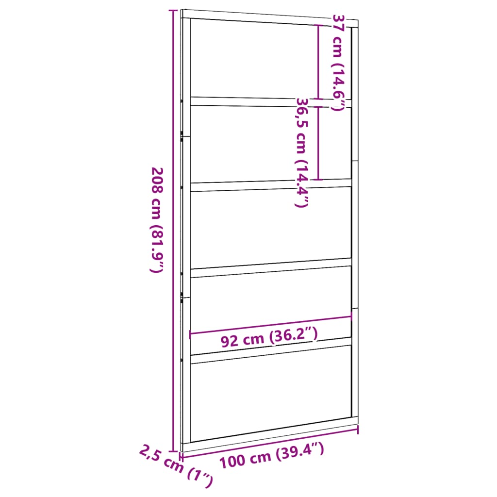 vidaXL Ladugårdsdörr 100x208 cm massiv furu