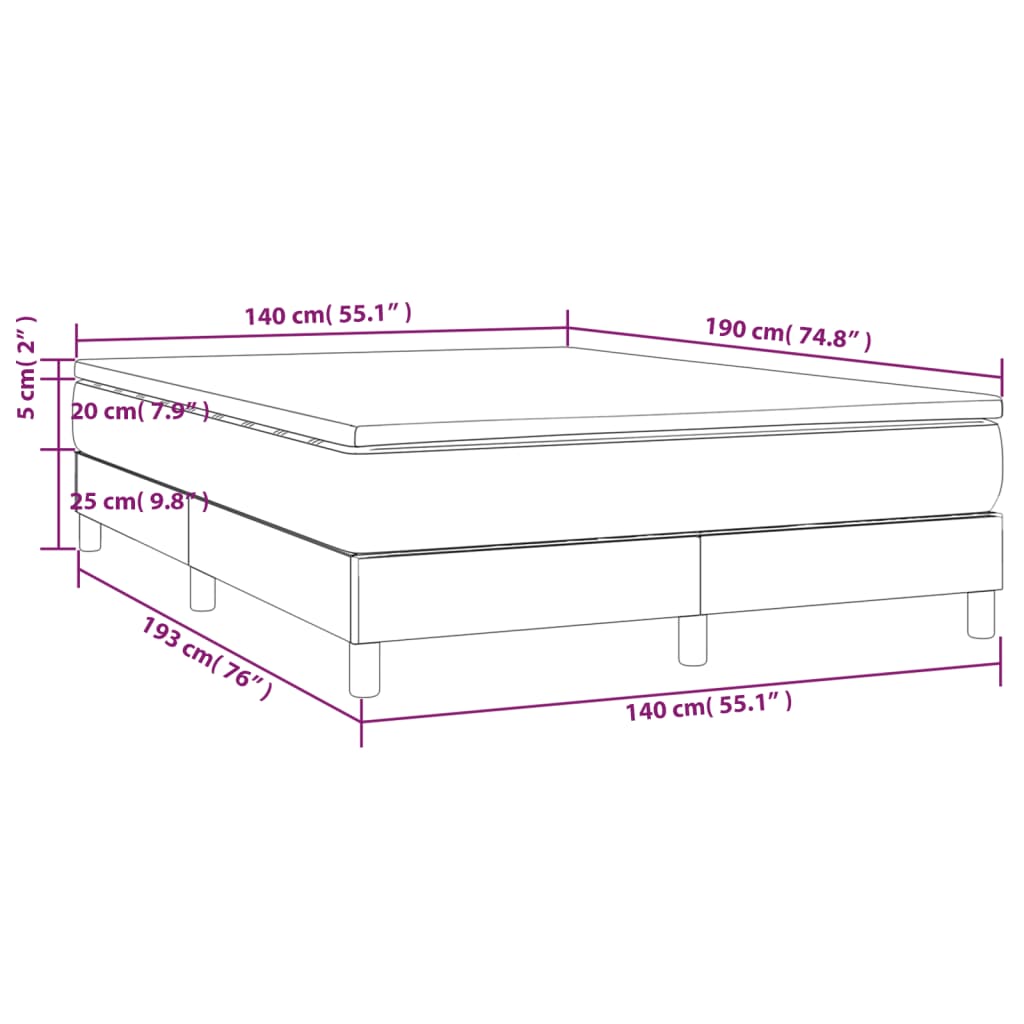 vidaXL Ramsäng med madrass ljusgrå 140x190 cm tyg