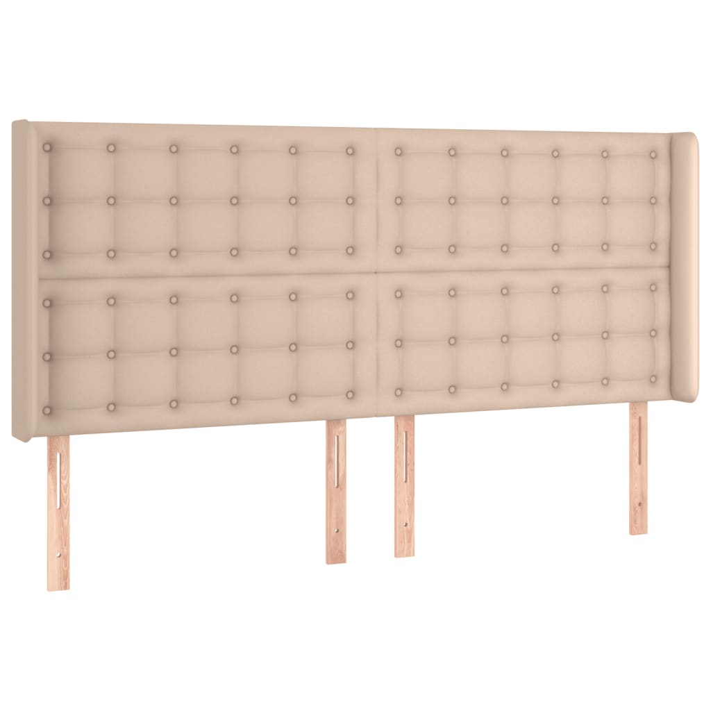 vidaXL Sänggavel LED cappuccino 203x16x118/128 cm konstläder