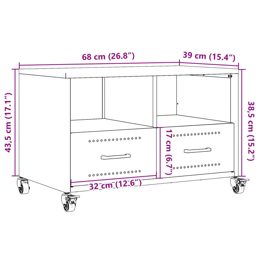 vidaXL Tv-bänk olivgrön 68x39x43,5 cm stål