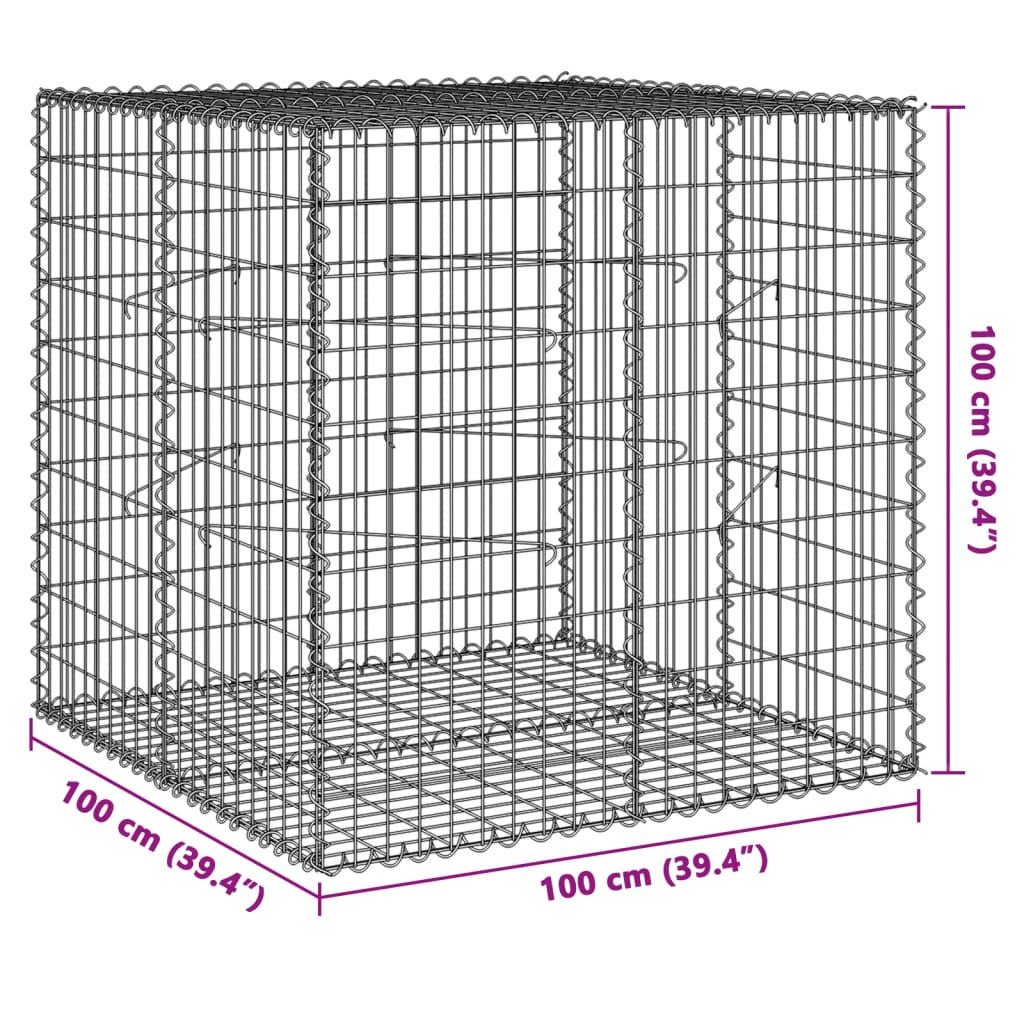 vidaXL Gabionkorg med skydd 100x100x100 cm galvaniserat järn