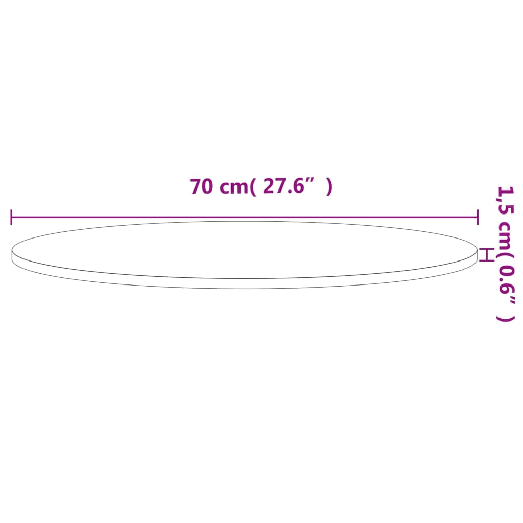 vidaXL Bordsskiva Ø70x1,5 cm rund massivt bokträ