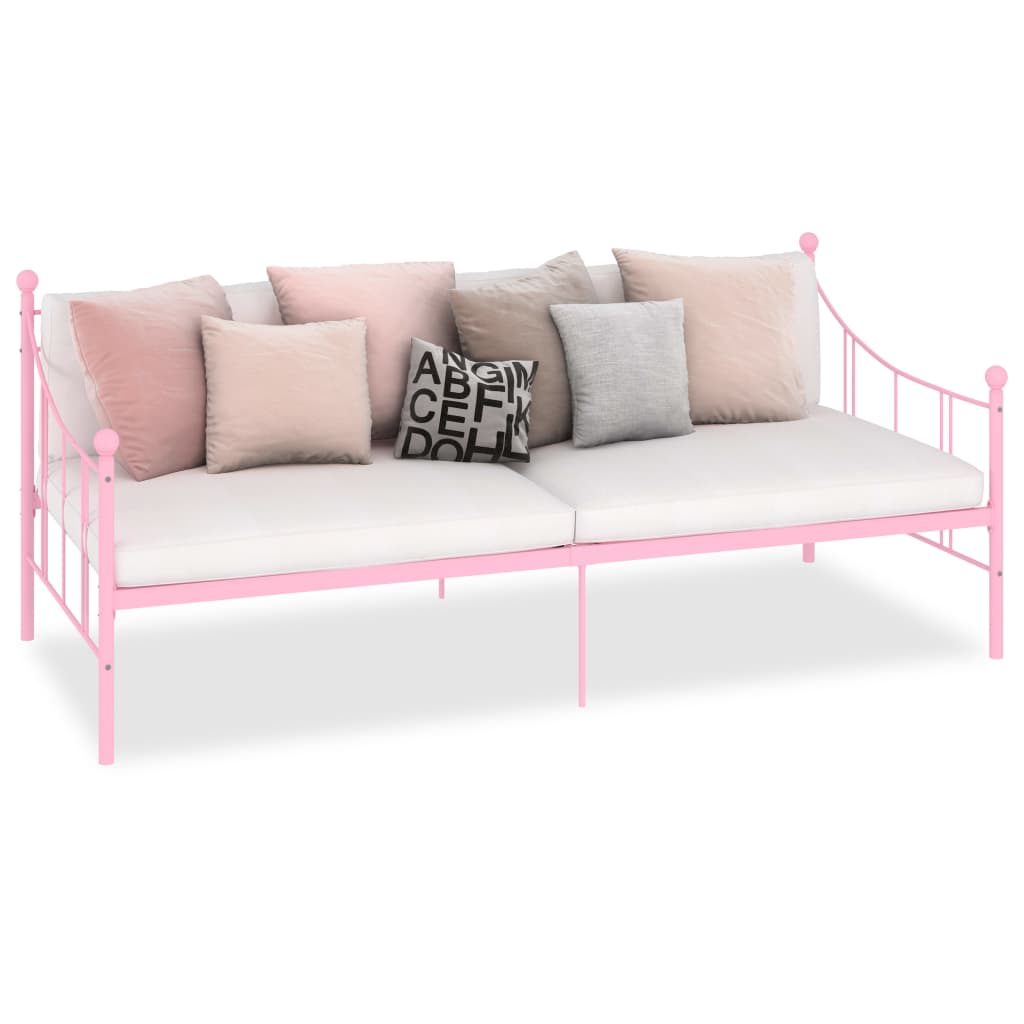 vidaXL Ram till dagbädd rosa metall 90x200 cm