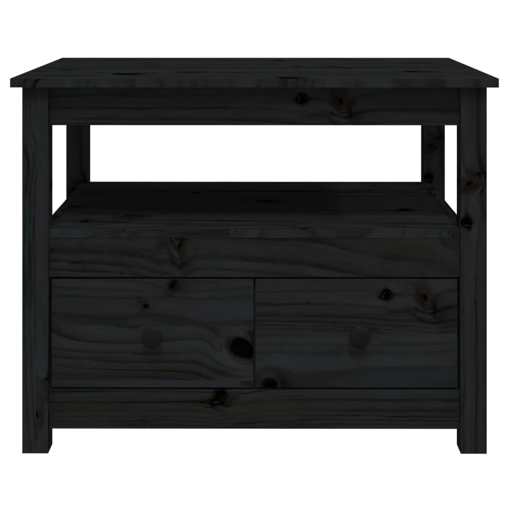 vidaXL Soffbord svart 71x49x55 cm massiv furu