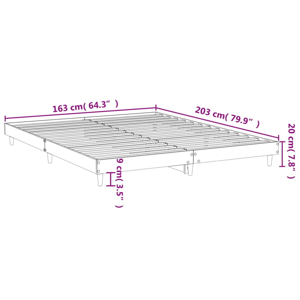 vidaXL Sängram rökfärgad ek 160x200 cm konstruerat trä