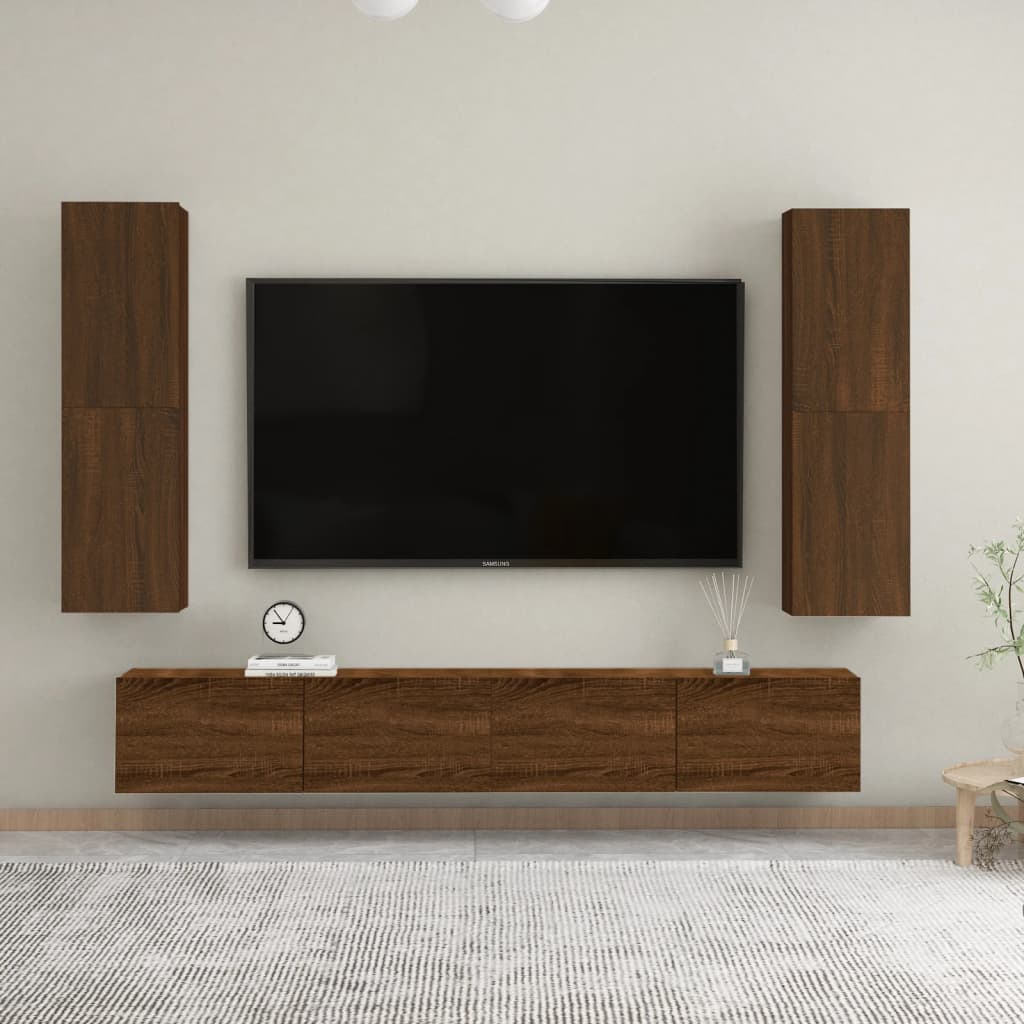 vidaXL Väggmonterat tv-skåp brun ek 30,5x30x110 cm