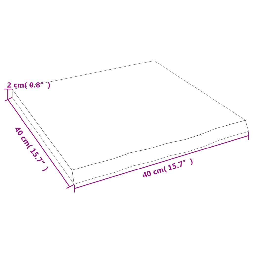 vidaXL Bänkskiva för badrum mörkbrun 40x40x2 cm behandlat massivt trä