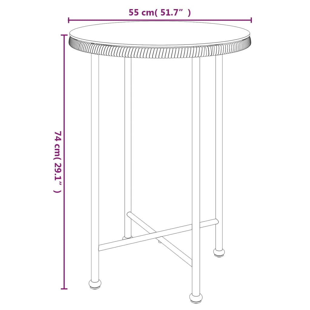 vidaXL Matbord svart Ø55 cm härdat glas och stål