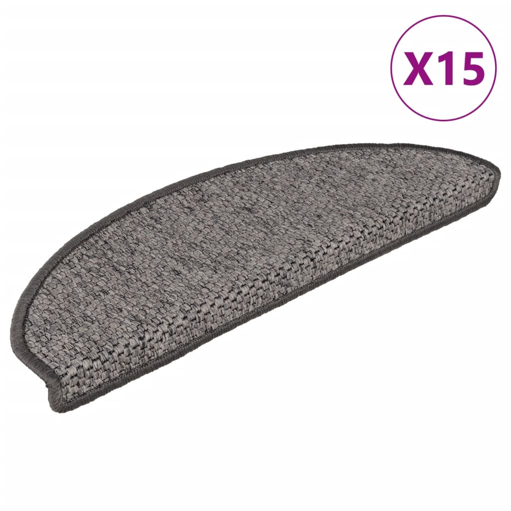 vidaXL Trappstegsmattor självhäftande sisal 15 st 65x21x4 cm brunbeige