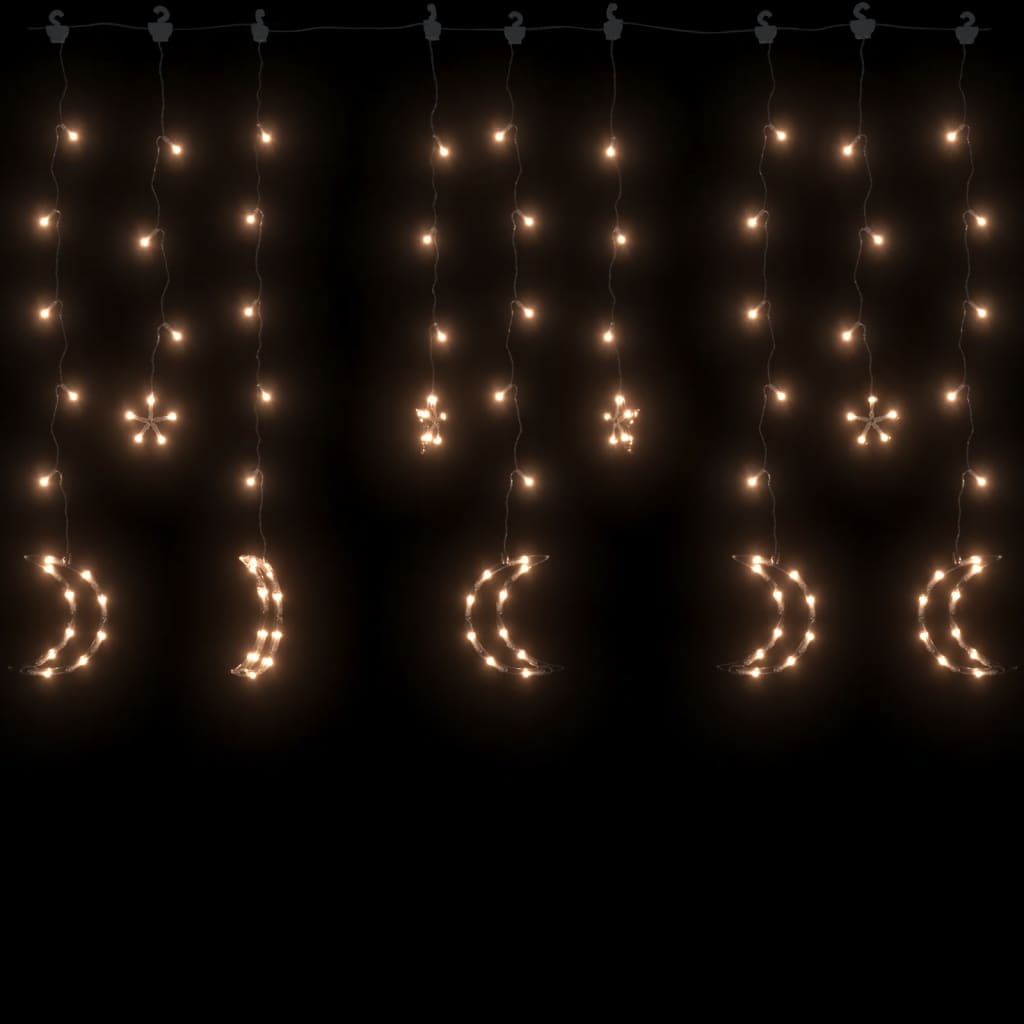 vidaXL Ljusgardin stjärnor och månar fjärrkontroll 138 LED varmvit