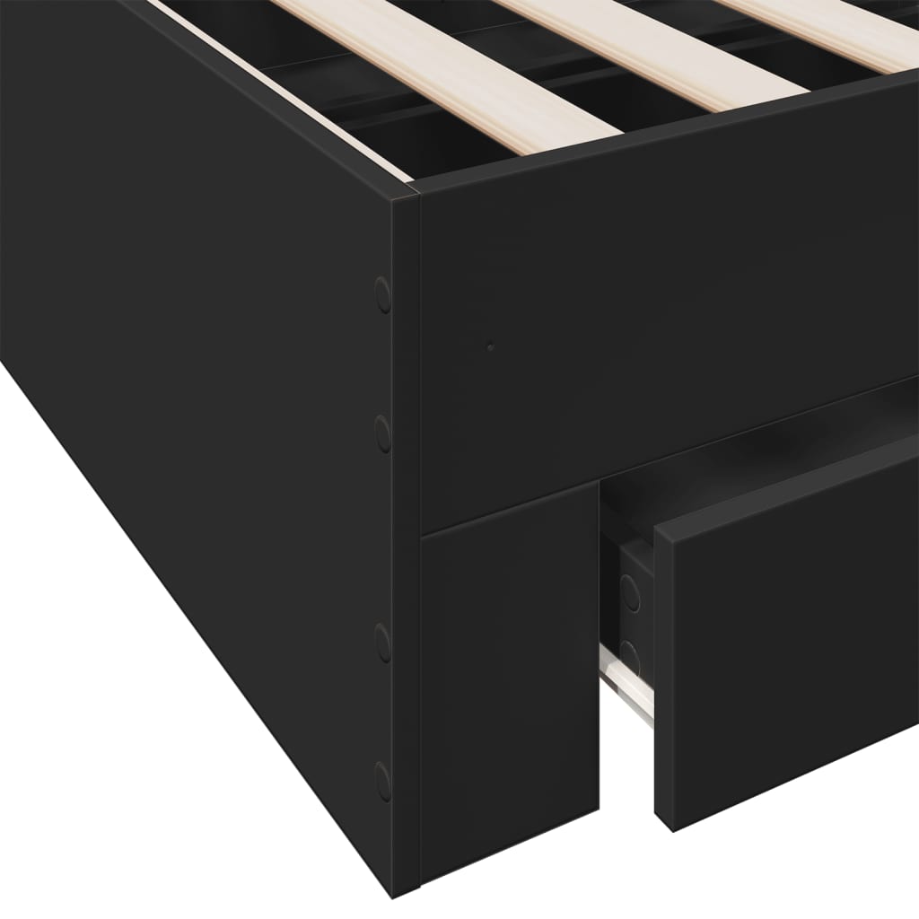 vidaXL Sängram med lådor svart 200x200 cm konstruerat trä