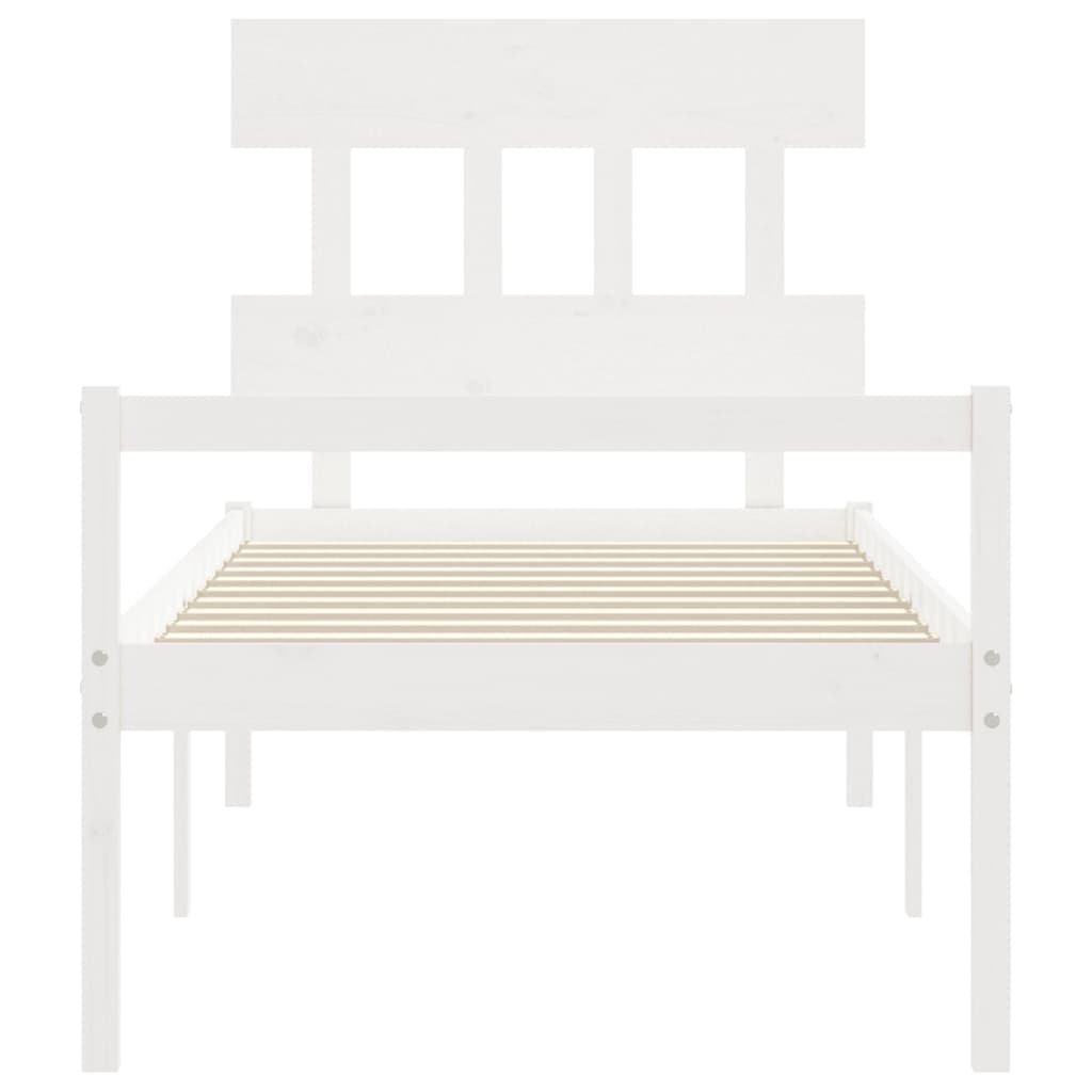 vidaXL Sängram med sänggavel vit 100x200 cm massivt trä
