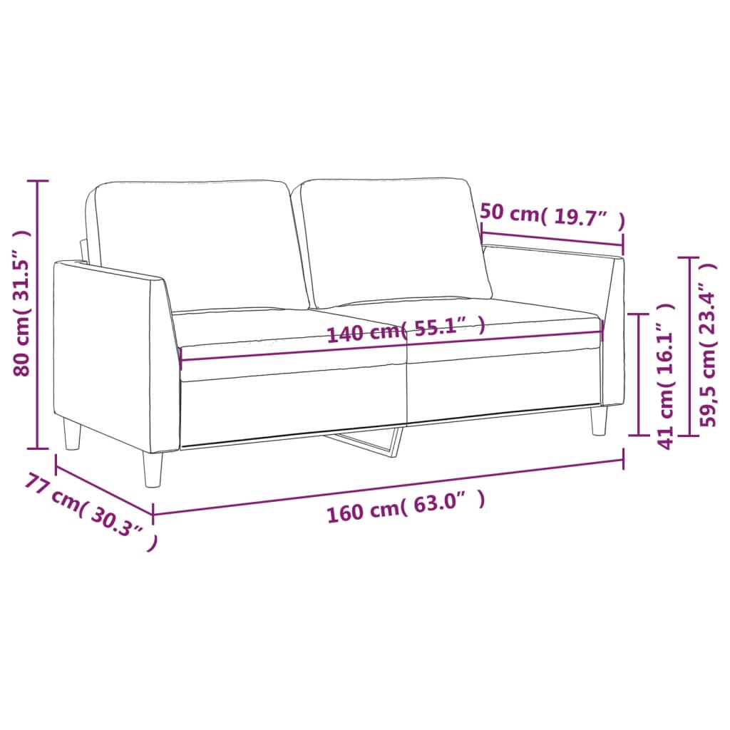 vidaXL 2-sitssoffa cappuccino 140 cm konstläder